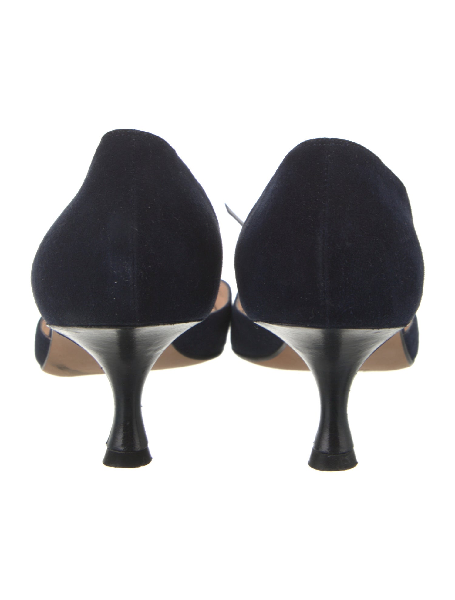 Manolo Blahnik Suede Bow Accents D'Orsay Pumps